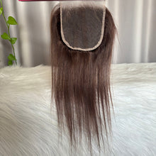 SDD Human Hair Bundles with Closure Straight Double Drawn Hair Color 2