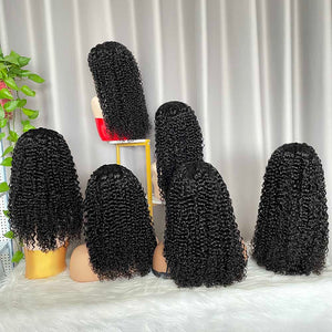 V Part Wig Jerry Curly Glueless Virgin Human Hair Wigs