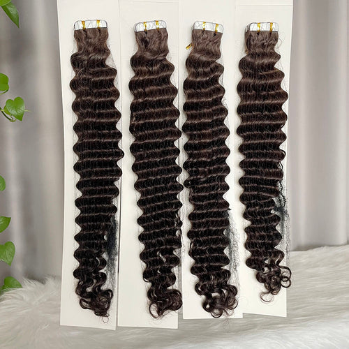 Tape In Hair Extensions Deep Wave Human Hair 40pcs/100g