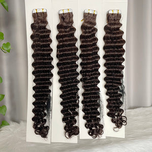 Tape In Hair Extensions Deep Wave Human Hair 40pcs/100g