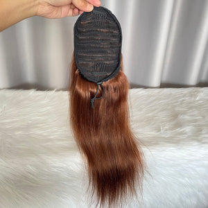 Drawstring Ponytail Brown Human Hair Color 4 Straight Hair