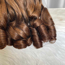 SDD Bouncy Curls Human Hair Bundles with Lace Frontal Brown Hair