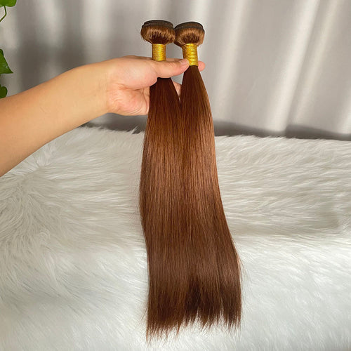 Brown Hair Bundles Straight Human Hair Weft 100 gram Color 4