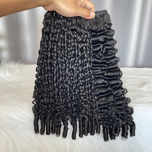 Pixie Curly and Burmese Curly Human Hair Bundles SDD Hair Curl Tips Double Drawn