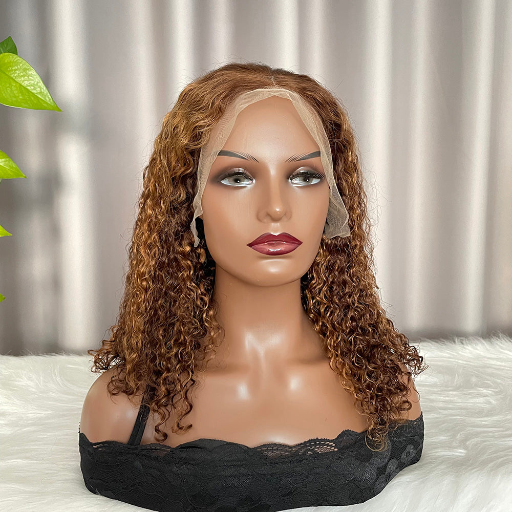 Bob 13x4 Frontal Wig Jerry Curl P4/30 100% Human Hair