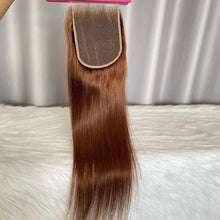 SDD Bone Straight Human Hair Bundles and Closure Brown Hair