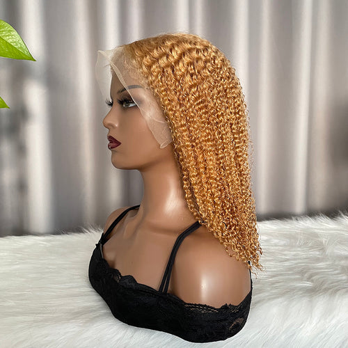 13x4 Frontal Wig Kinky Curly Color #27 Human Hair