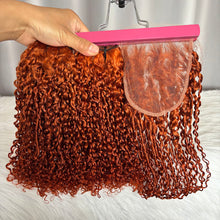 Pixie Curls Human Hair Bundles with Lace Closure SDD Color 350 Hair