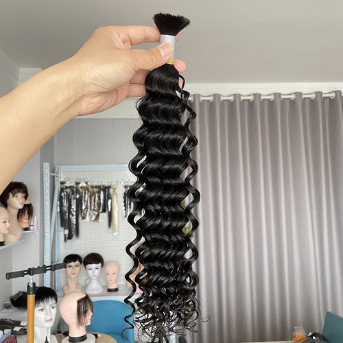 Bulk Hair Deep Wave Virgin Human Hair Extensions 100g / bundle