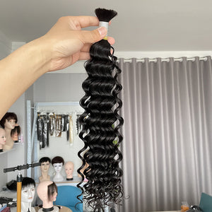 Bulk Hair Deep Wave Virgin Human Hair Extensions 100g / bundle