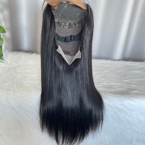 4x4 Closure Wig Straight Human Hair Lace Wigs Natural Color