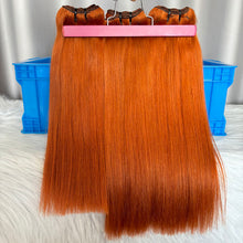 SDD Human Hair Bundles with Closure Straight Double Drawn Hair Color 350