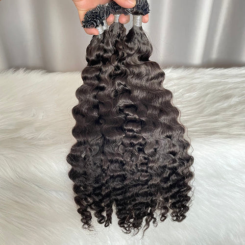 K Tip Hair Extensions Burmese Curly Human Hair 100 gram