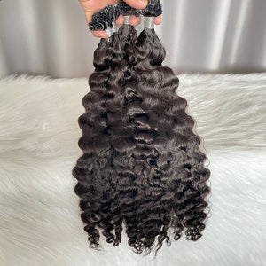 K Tip Hair Extensions Burmese Curly Human Hair 100 gram