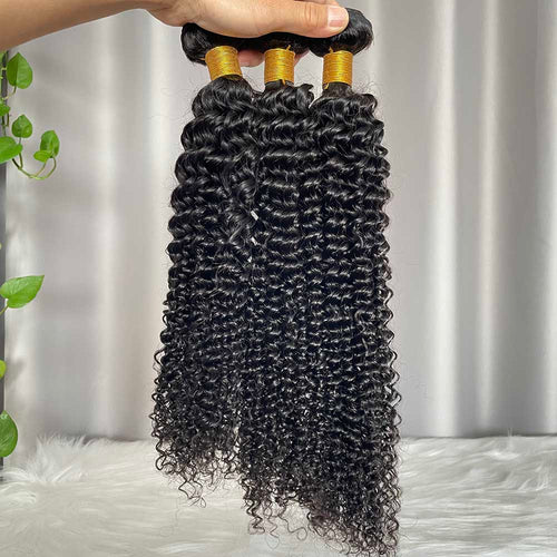 9A Kinky Curly Hair Bundles Natural Color Virgin Human Hair Weft Free Shipping