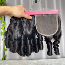 SDD Bouncy Curls Human Hair Bundles with Closure Frontal Natural Color