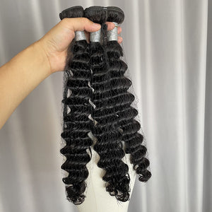 10A Deep Wave Hair Bundles Natural Color Virgin Human Hair Weft Free Shipping