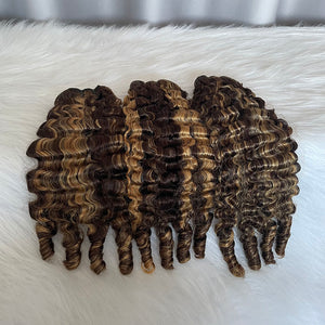 SDD Burmese Curl Human Hair Bundles Color P4/27 Double Drawn