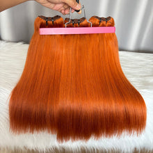 SDD Human Hair Bundles with Closure Straight Double Drawn Hair Color 350