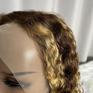 Bob 13x4 Lace Frontal Wig Deep Wave P4/27 100% Human Hair