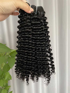 12A Kinky Curly Human Hair Bundles Double Drawn Hair Weft