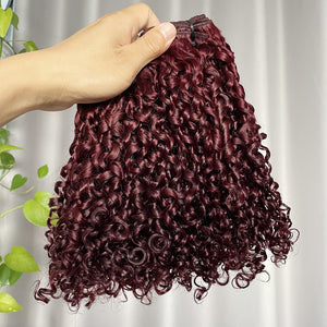 12A Pixie Curly Hair Double Drawn Color 99J Burgundy