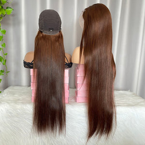Chocolate Brown Human Hair Wig 13x4 Lace Frontal Wig