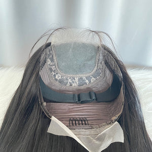 4x4 Closure Wig Straight Human Hair Lace Wigs Natural Color