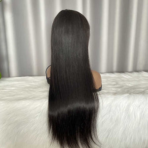Cheaper Straight Hair  Wig 180% Density Virgin Human Hair Machine Made Wig With Bangs