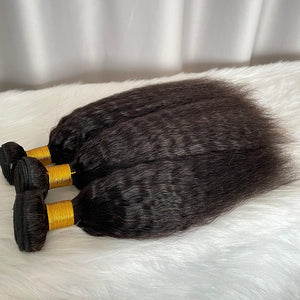 9A Kinky Straight Hair Bundles Natural Color Virgin Human Hair Weft Free Shipping
