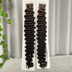 Tape In Hair Extensions Deep Wave Human Hair 40pcs/100g