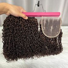12A Pixie Curls Human Hair Bundles with Lace Closure SDD Color 4 Hair