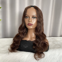 V Part Wig Brown Body Wave Glueless Human Hair Wigs