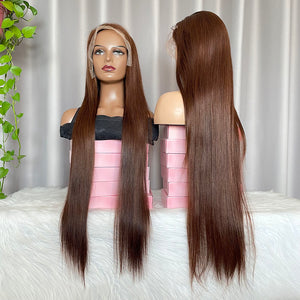 Chocolate Brown Human Hair Wig 13x4 Lace Frontal Wig