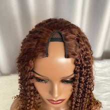 V Part Wig Jerry Curly Brown Human Hair Glueless Wigs