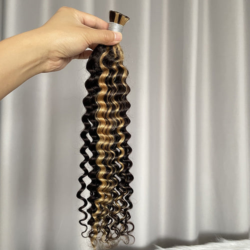 Bulk Hair Extensions for Braiding Hair Deep Wave P4/27 Human Hair