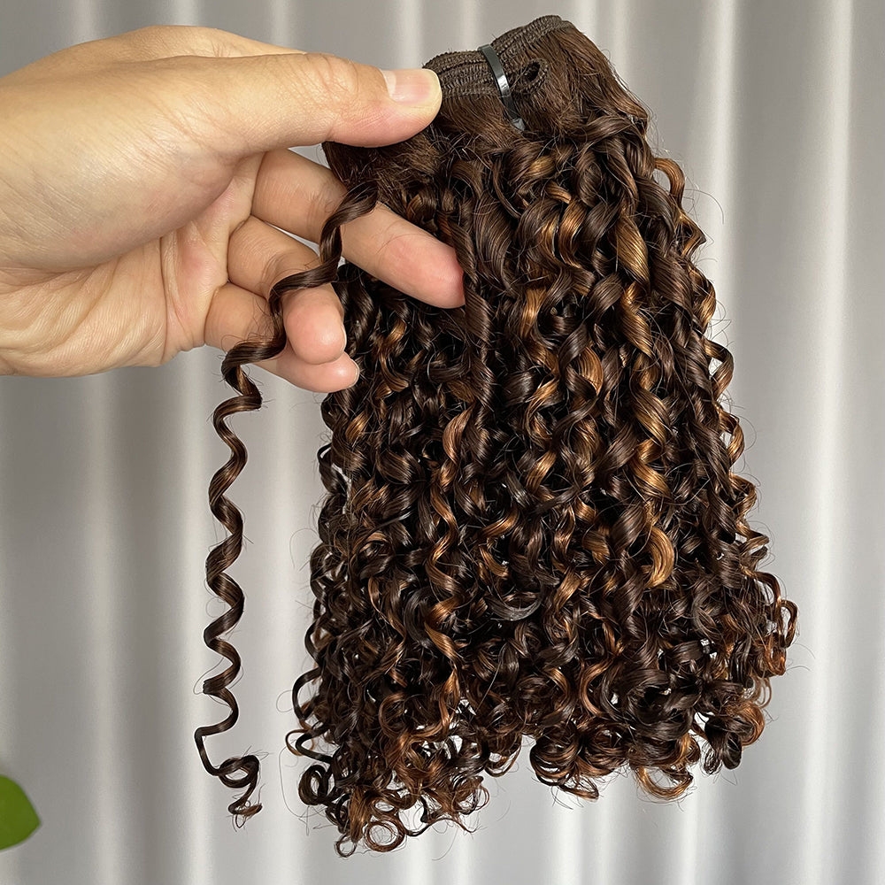 P4/30 12A Pixie Curl Double Drawn Human Hair Weft