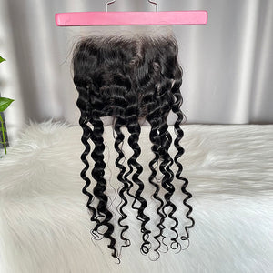 Indian Curly Human Hair Bundles with  Lace Closure Natural Color Virgin Hair