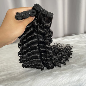 12A Deep Wave Human Hair Bundles Double Drawn Original Hair Weft