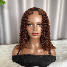 V Part Wig Jerry Curly Brown Human Hair Glueless Wigs