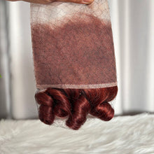12A Bouncy Curl Human Hair Bundles with Closure Frontal Color #33 SDD Double Drawn Hair