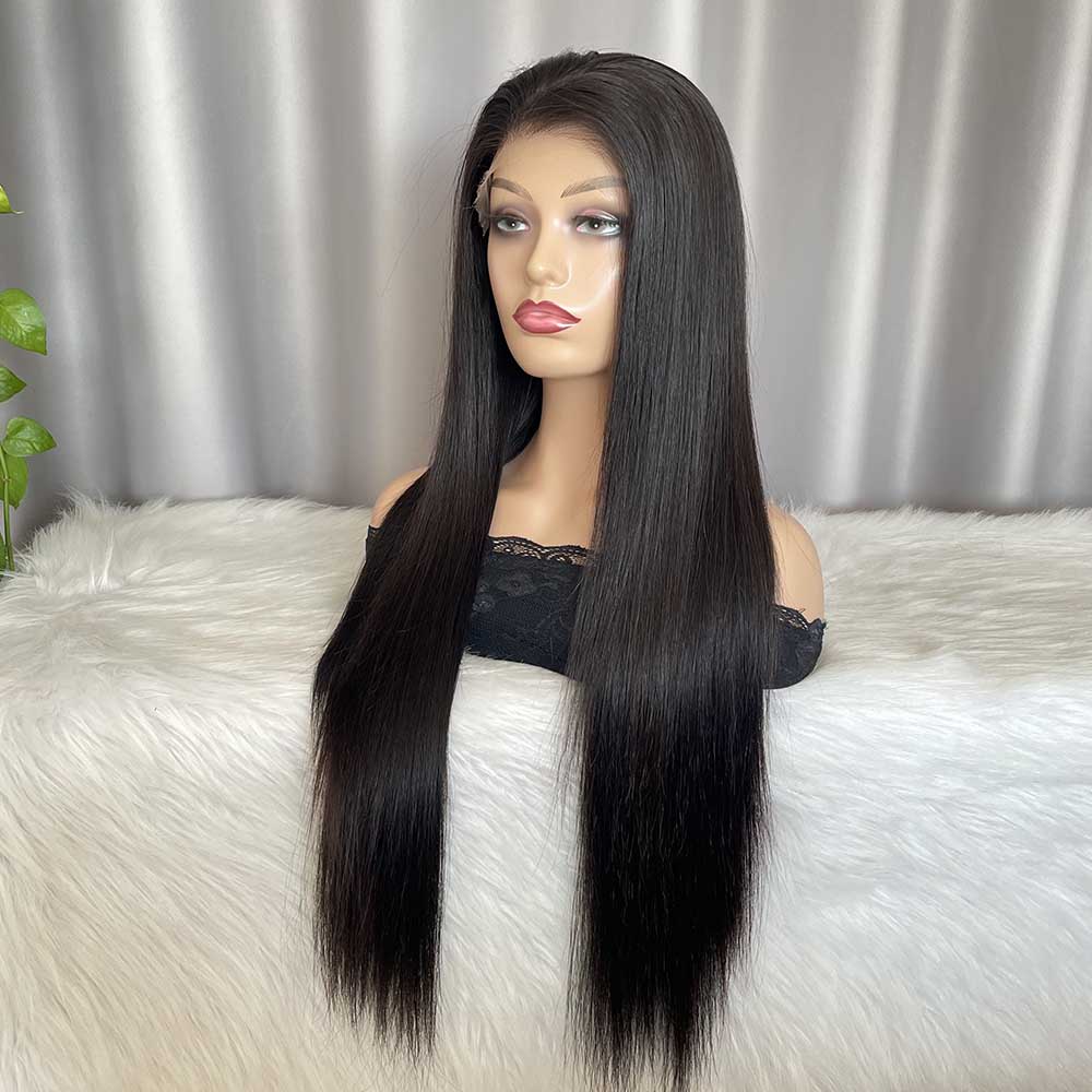 Drawstring Glueless Human Hair Wig Straight Hair 13x4 Lace Frontal Wig