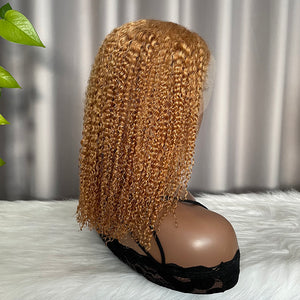 13x4 Frontal Wig Kinky Curly Color #27 Human Hair