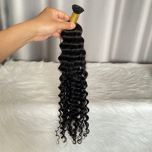 I Tip Hair Extensions Deep Curly Human Hair Keratin Tips