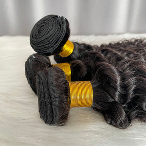 9A Deep Wave Hair Bundles Natural Color Virgin Human Hair Weft Free Shipping