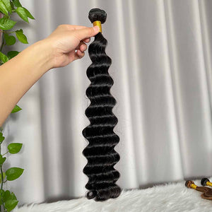 12A Loose Deep Wave Human Hair Bundles Double Drawn Hair Weft