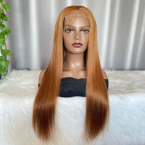 4x4 Closure Wig Straight Human Hair Lace Wigs Color 30