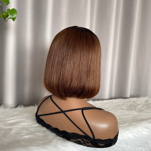 Kim K 2x6 Bob Wig Straight Human Hair Lace Wig Blunt Cut Brown Hair