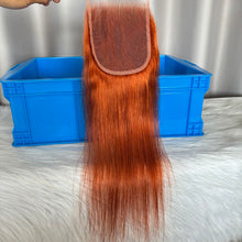 SDD Human Hair Bundles with Closure Straight Double Drawn Hair Color 350