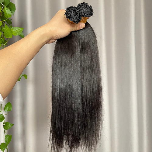 K Tip Hair Extensions Natural Color Straight Human Hair 100g/bundle